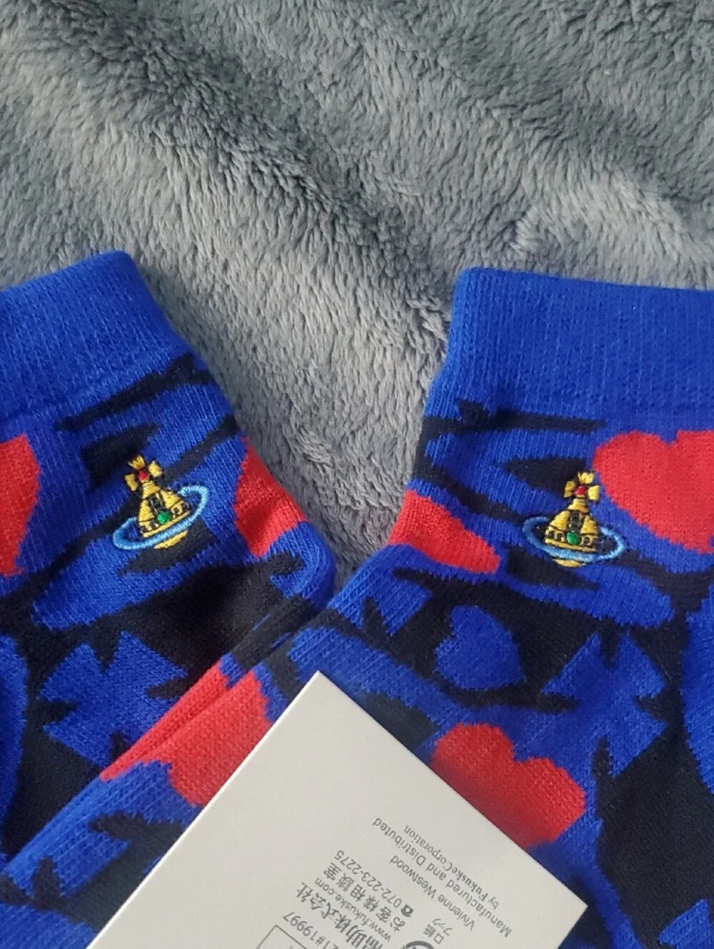 Vivienne Westwood Blue Socks with Red Heart Motif